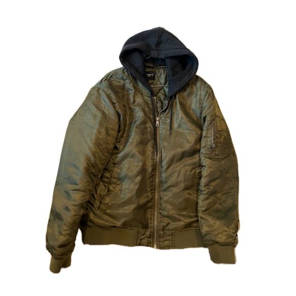 Forever 21 Hooded Bomber Jacket Mens L - Picture 1 of 3